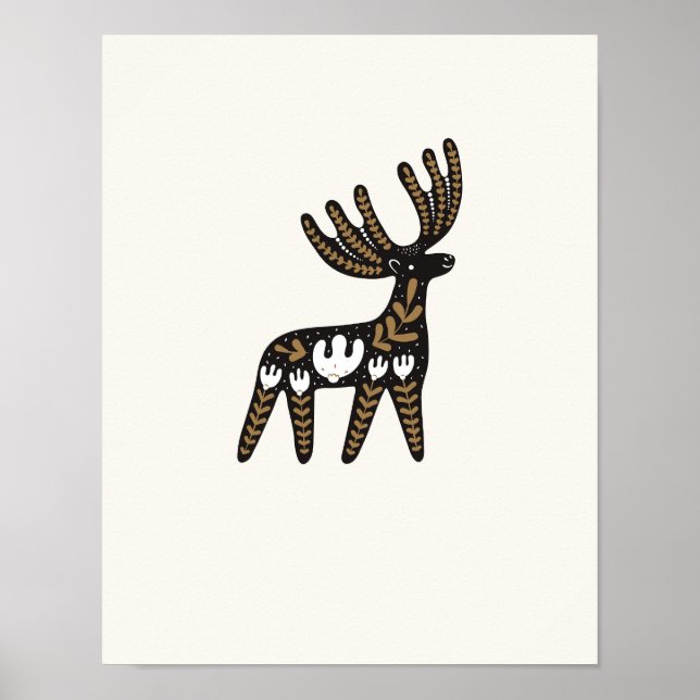 Minimalistisk Poster av Nursery Print Hjort (Framsidan)