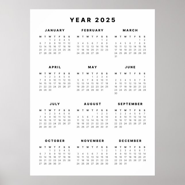 Minimalistisk Poster i 2025-kalender (Framsidan)