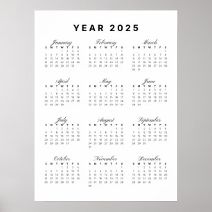 Minimalistisk Poster i 2025-kalender