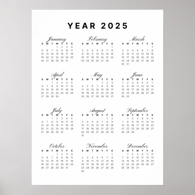Minimalistisk Poster i 2025-kalender (Framsidan)
