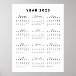 Minimalistisk Poster i 2025-kalender
