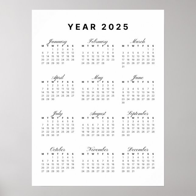 Minimalistisk Poster i 2025-kalender (Framsidan)