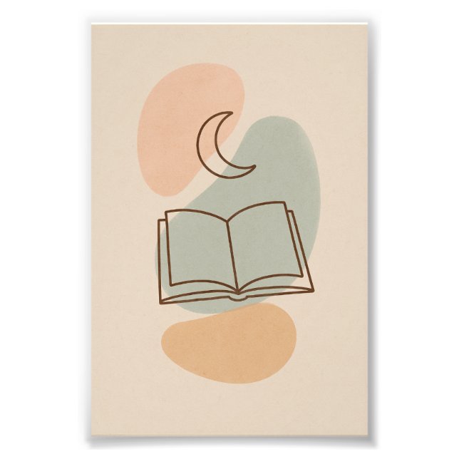 Minimalistisk Poster måne & Bok (Framsidan)