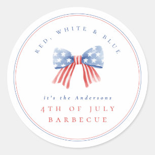 Minimalistisk Prärie Amerikan Flagga Bow Juli 4 BB Runt Klistermärke