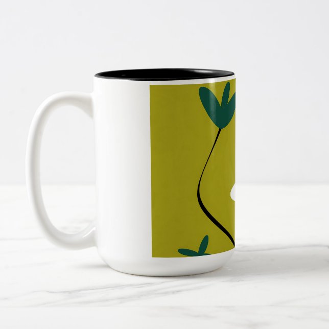 Minimalistisk Prästkrage Blomma Abstrakt Botanisk  Två-Tonad Mugg (Vänster)