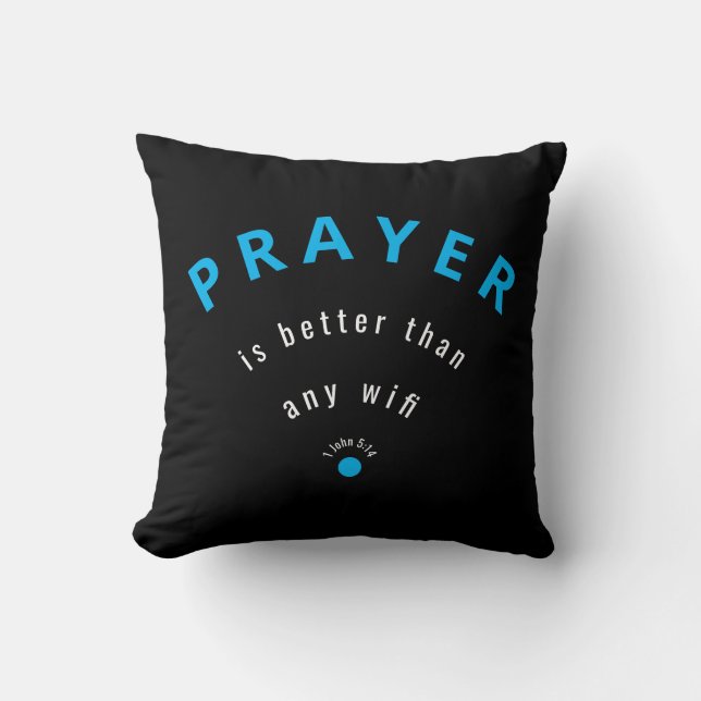 Minimalistisk PRAYER BÄTTRE ÄN WIFI Black Anpassni Kudde (Framsida)