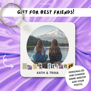 Minimalistisk present till bästa vän BFF Foto Nyckelring