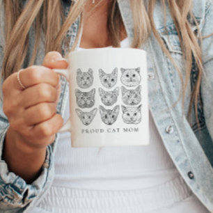 Minimalistisk prid Cat Mamma Cat Lover Cat Breed Kaffemugg