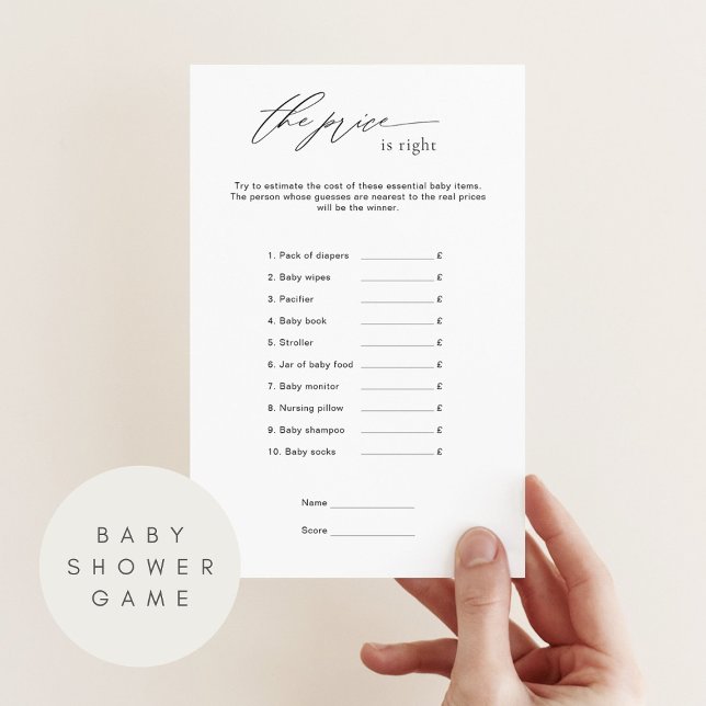 Minimalistisk Pris är Högerna Baby Shower Quiz-spe (Skapare uppladdad)
