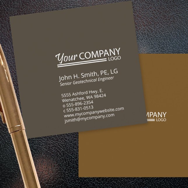 Minimalistisk, Professionell 2-tonig Mörk brun Fyrkantigt Visitkort (modern brown beige taupe company colors business cards, unique square shape)