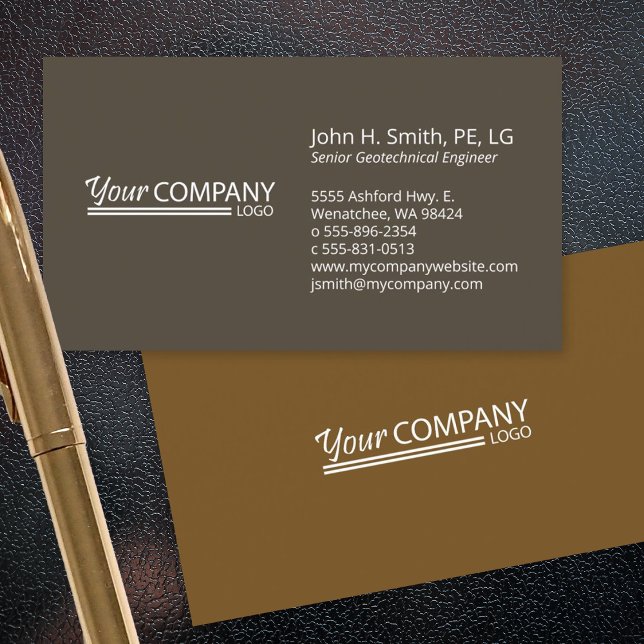 Minimalistisk, Professionell 2-tonig Mörk brun Visitkort (brown business cards with logo, simple professional design)