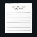 Minimalistisk professionell anteckningsblock<br><div class="desc">Ett modernt,  invändigt anteckningsblock med en minimalistisk utformning i svartvitt. Anpassad namn och befattningsroll och text för företag eller anpassningsbar som visas på en vit bakgrund. Anpassa med hjälp av fält eller använda meddelandeknappen för att kontakta designern för hjälp.</div>