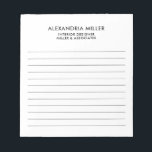 Minimalistisk professionell anteckningsblock<br><div class="desc">Ett modernt,  invändigt anteckningsblock med en minimalistisk utformning i svartvitt. Anpassad namn och befattningsroll och text för företag eller anpassningsbar som visas på en vit bakgrund. Anpassa med hjälp av fält eller använda meddelandeknappen för att kontakta designern för hjälp.</div>