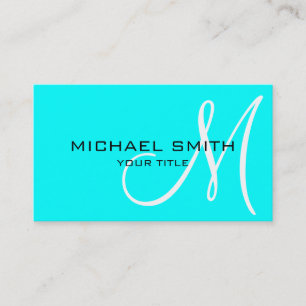 Minimalistisk Professionell - Aqua Monogram Visitkort