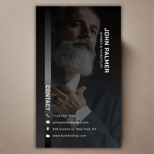 Minimalistisk Professionell Barber Shop Visitkort (Minimalist Professional Barber Shop Business Card)