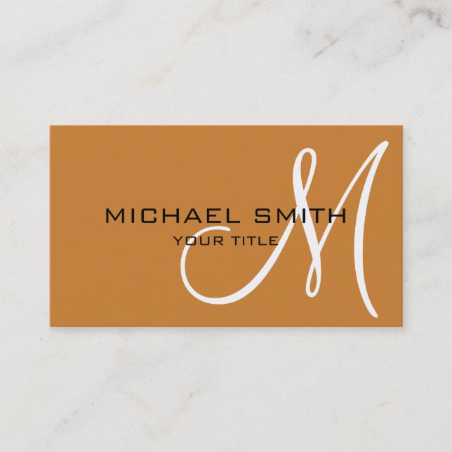 Minimalistisk Professionell Bronze Monogram Visitkort (Framsida)