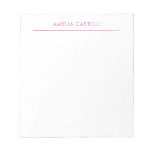 Minimalistisk professionell enfaldig rosa vit anteckningsblock