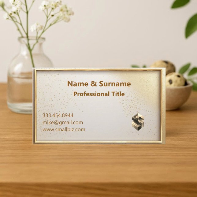 Minimalistisk professionell falsk guld metallisk g visitkort (Minimalist Professional Faux Gold Metallic Glitter Business Card)