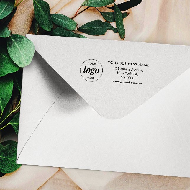 Minimalistisk Professionell för Business Logotyp A Självfärgande Stämpel (Minimalist business logo address stamp with your company name and website)