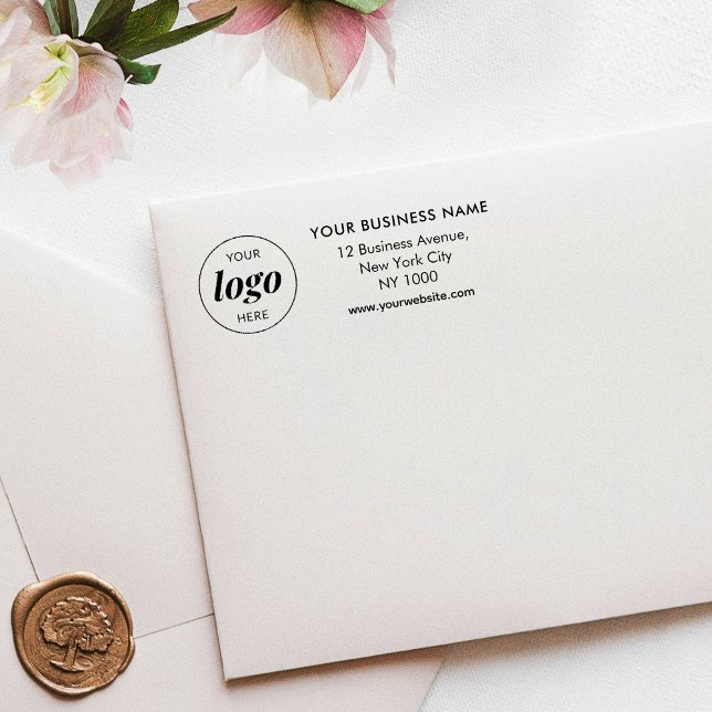 Minimalistisk Professionell för Business Logotyp A Stämpel (Modern company logo address stamp with your custom text)