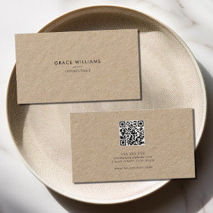 Minimalistisk Professionell för QR-kod i Kraft Visitkort