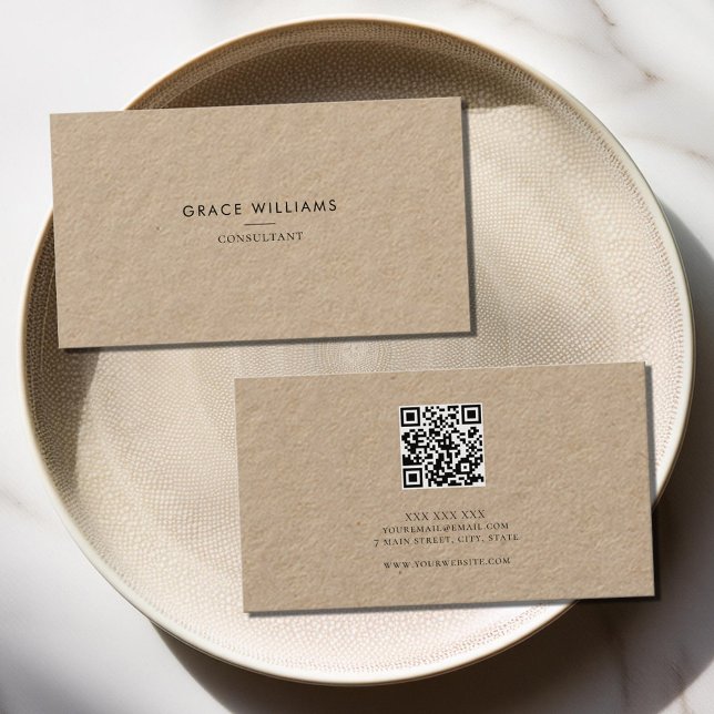 Minimalistisk Professionell för QR-kod i Kraft Visitkort (Skapare uppladdad)