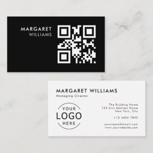 Minimalistisk Professionell för svartvit QR-Logoty Visitkort