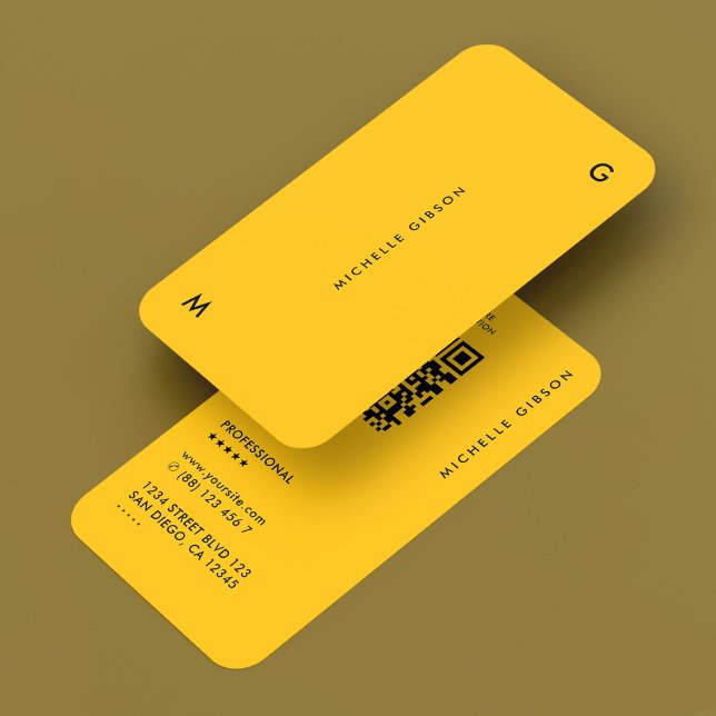 Minimalistisk professionell gul marknadsföring visitkort (Minimal Professional Yellow Marketing Business Card
)