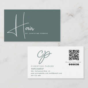 Minimalistisk professionell hårmonogram Qr-kod Visitkort