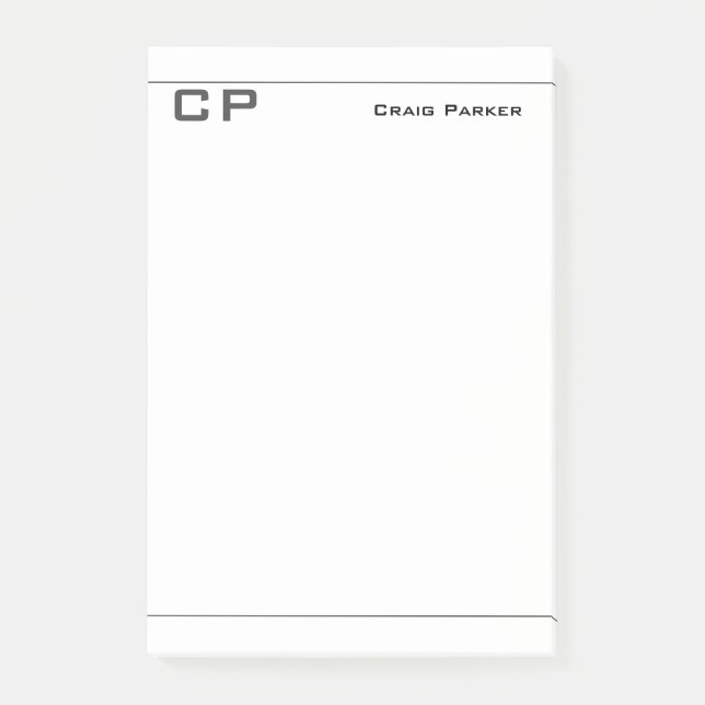 Minimalistisk Professionell i modernt monogram Post-it Block (Framsida)