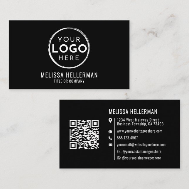 Minimalistisk professionell logotyp QR-kod Visitkort (Fram/baksida)