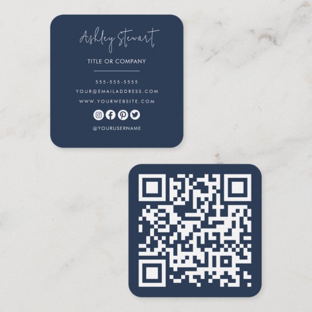 Minimalistisk Professionell, märkning Qr-kod, mari Fyrkantigt Visitkort (Fram/baksida)