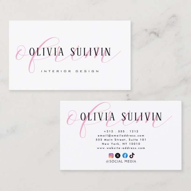 Minimalistisk Professionell med modern Elegant, va Visitkort (Fram/baksida)
