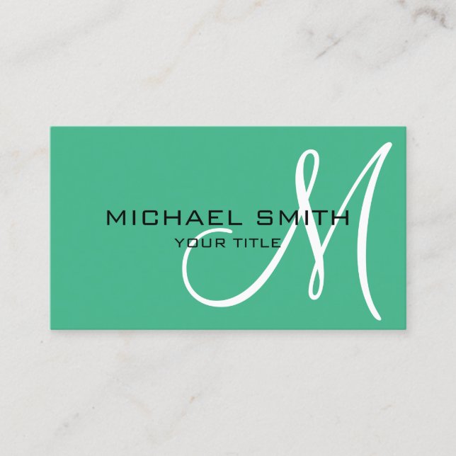 Minimalistisk Professionell Mint Monogram Visitkort (Framsida)
