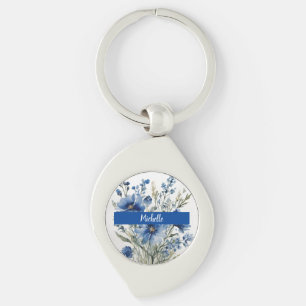 Minimalistisk Professionell Modern Bunch of Flower Swirl Silverfärgad Nyckelring