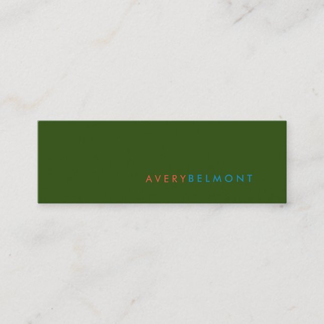 Minimalistisk professionell Modern enkel Grönt Mini Visitkort (Framsida)