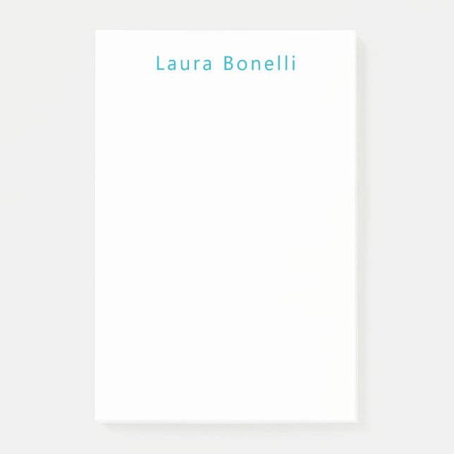 Minimalistisk professionell modern namnfärg i azur post-it block (Framsida)