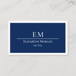 Minimalistisk Professionell Modern Navy Blue White Visitkort