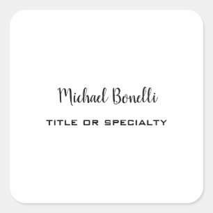 Minimalistisk Professionell Modern Plain Black Whi Fyrkantigt Klistermärke