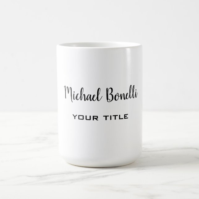 Minimalistisk Professionell Modern Plain Black Whi Kaffemugg (Center)
