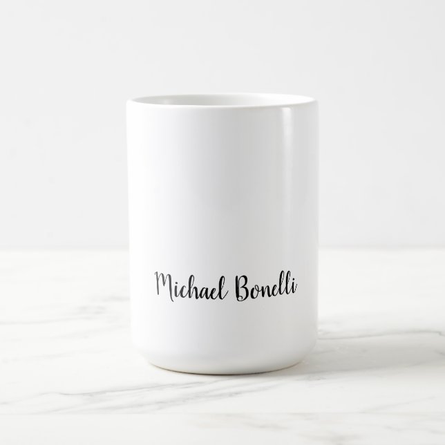 Minimalistisk Professionell Modern Plain Black Whi Kaffemugg (Center)
