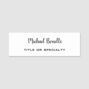 Minimalistisk Professionell Modern Plain Black Whi Namnbricka