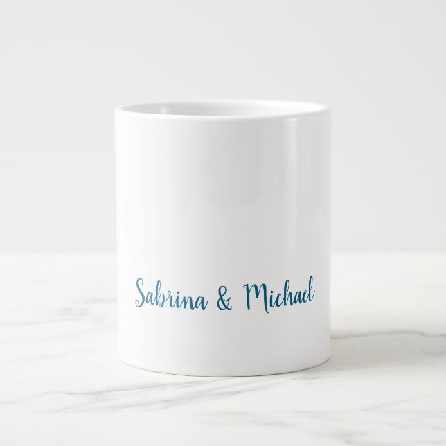 Minimalistisk Professionell Modern Plain Blue Whit Jumbo Mugg (Framsidan)