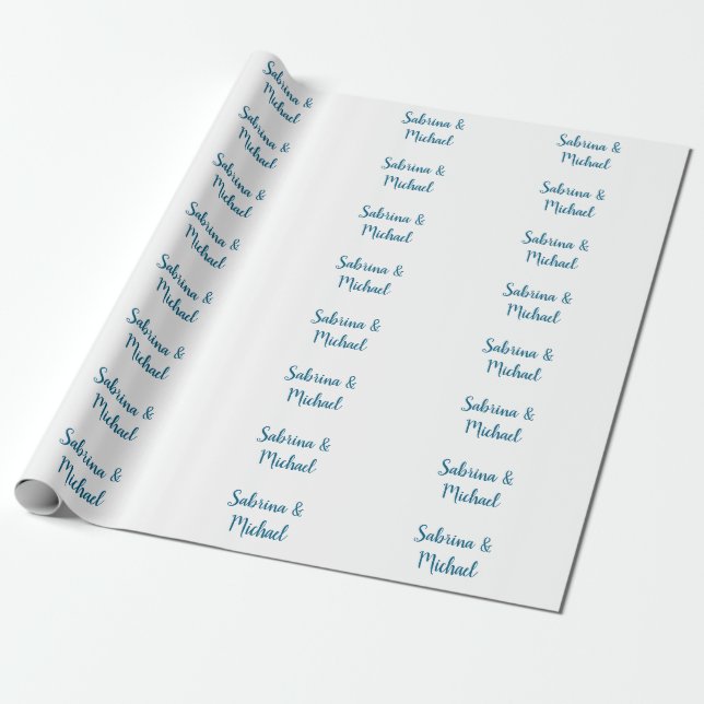 Minimalistisk Professionell Modern Plain Blue Whit Presentpapper (Utrullad)