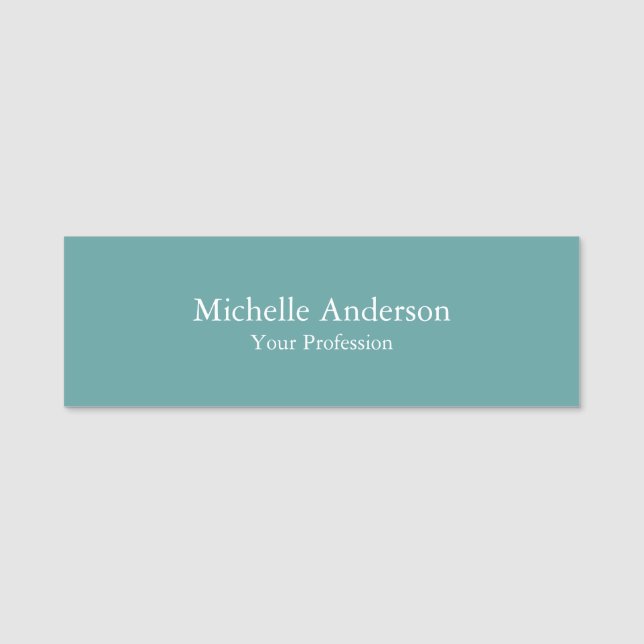 Minimalistisk Professionell Modern Plain Cadet Blu Namnbricka (Framsida)