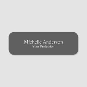 Minimalistisk Professionell Modern Plain Grått Fär Namnbricka