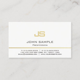 Minimalistisk Professionell Modern White Guld Mono Visitkort