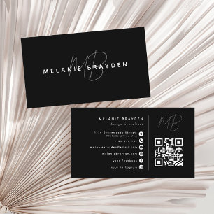 Minimalistisk Professionell, Monogram QR-kod, svar Visitkort