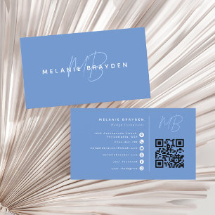 Minimalistisk Professionell, Monogram QR-kodblått Visitkort