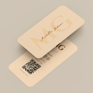 Minimalistisk Professionell Pastel Peach Initialer Visitkort